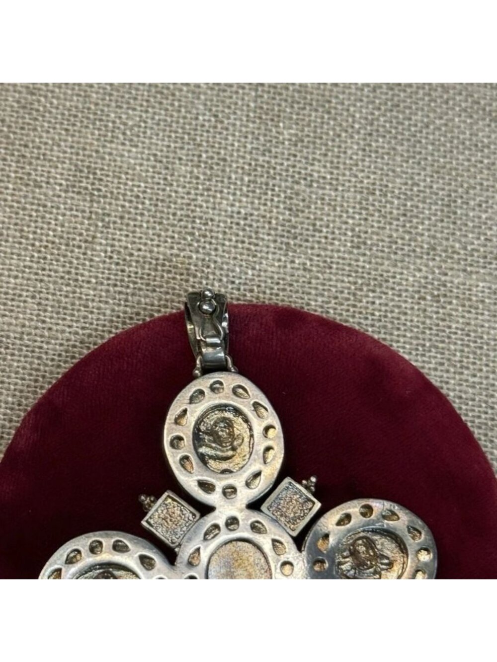 Tagliamonte Sterling Silver & 14K Cross Pendant Orthodox Style Cameo 2 1/2" - Picture 8 of 10